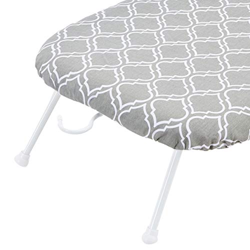 Compact Tabletop Ironing Board with Folding Legs & Chevron Cover
