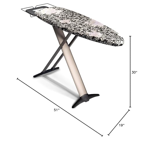 Bartnelli Pro Extra-Wide Ironing Board – 62"x19", Adjustable Height, Foldable with Steam Iron Rest