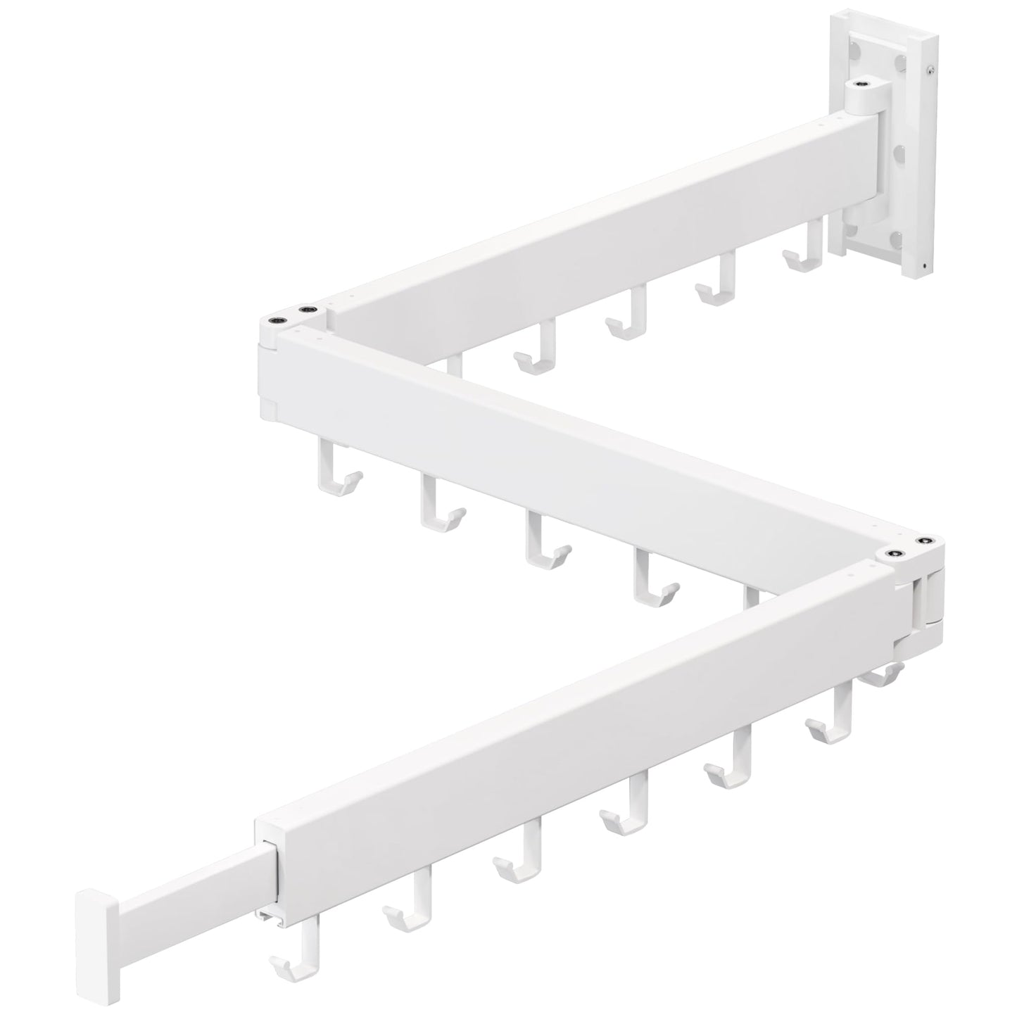 White Wall-Mounted Tri-Fold Retractable Clothes Drying Rack – Space-Saving