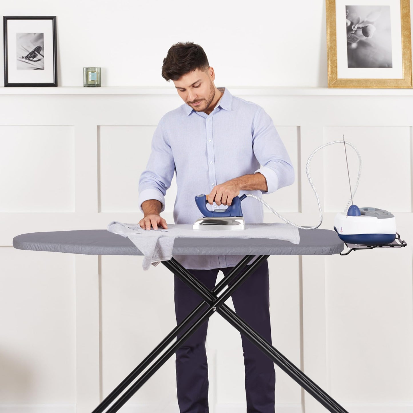 Foldable Ironing Board with Heat-Resistant Cover & Thick Padding – Grey