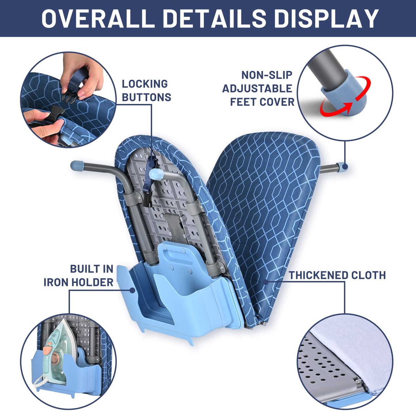 Portable Tabletop Ironing Board with Iron Holder & Heat-Resistant Cover