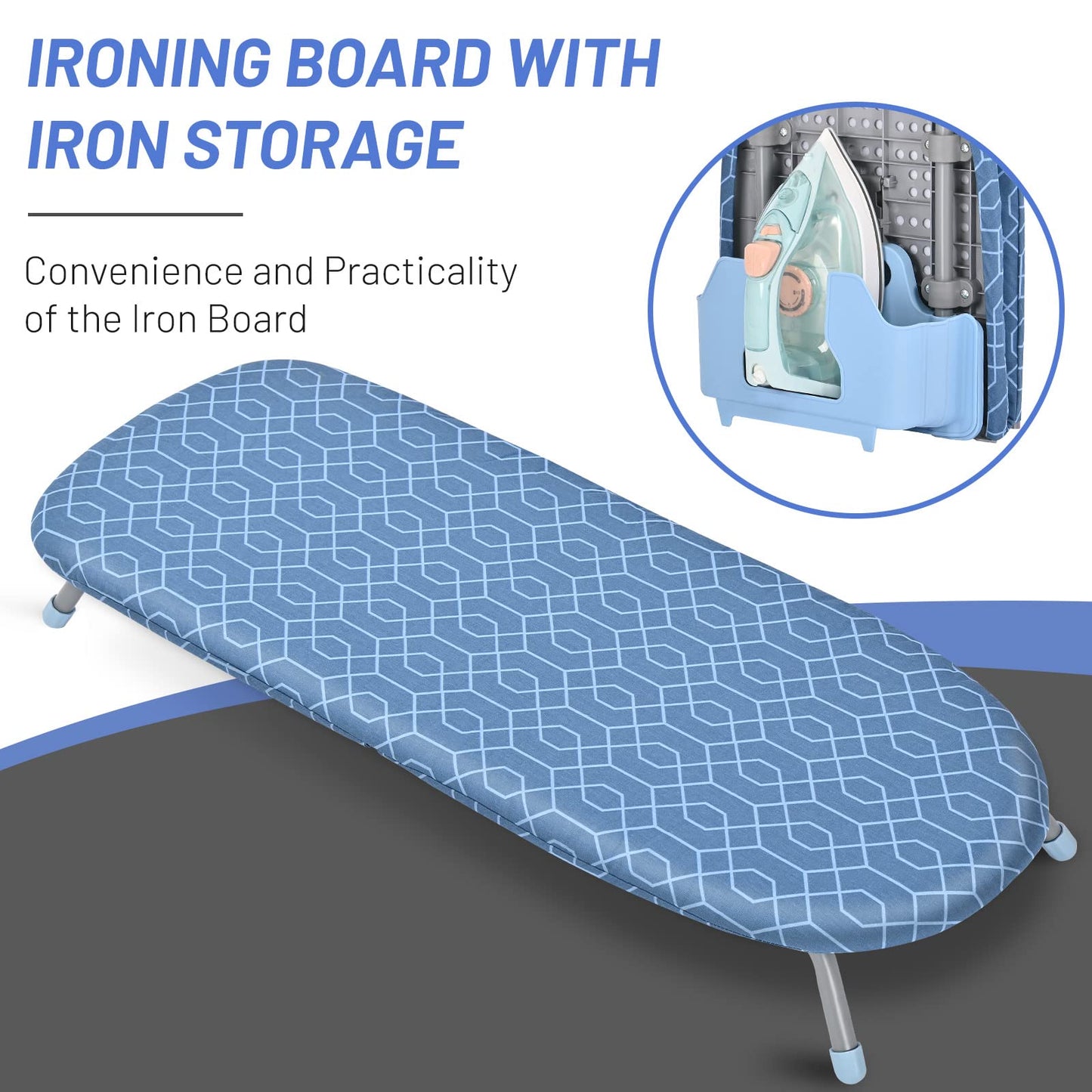 Portable Tabletop Ironing Board with Iron Holder & Heat-Resistant Cover