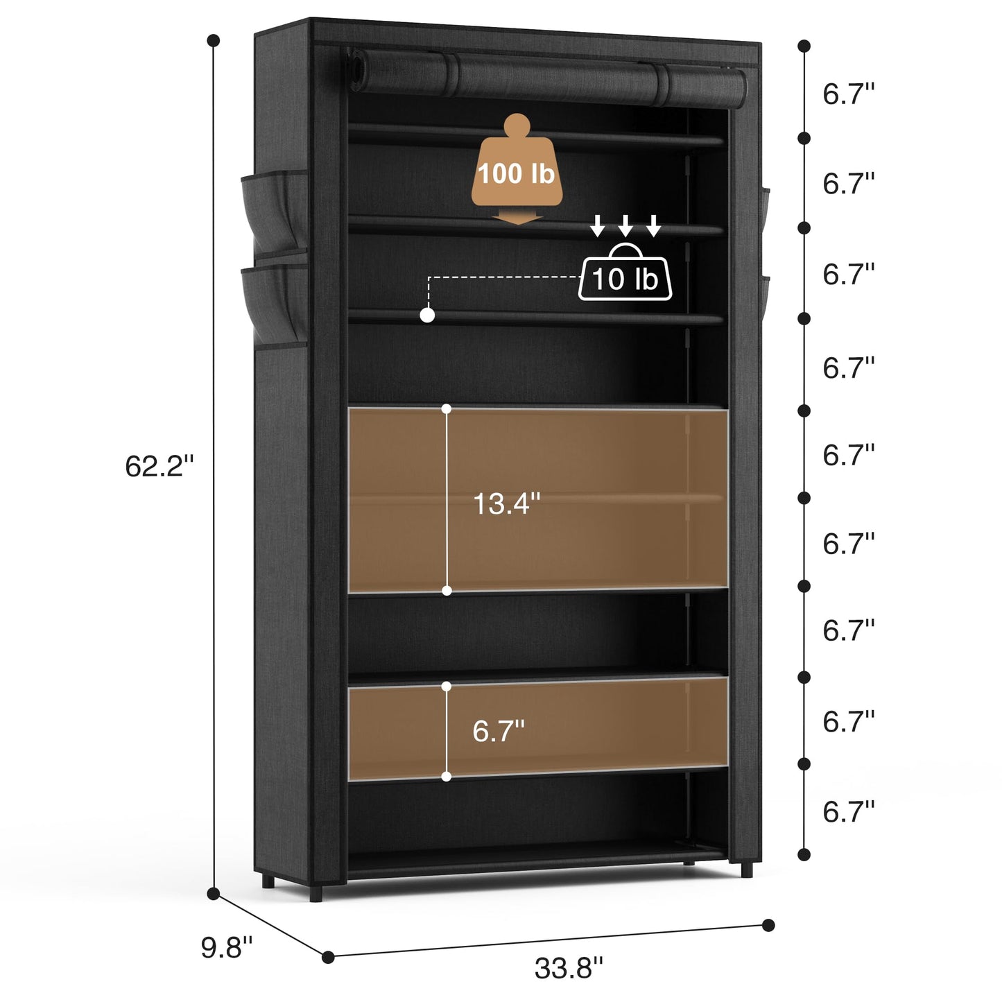 10-Tier Tall Shoe Rack Organizer with Dust Covers – Large Capacity Storage
