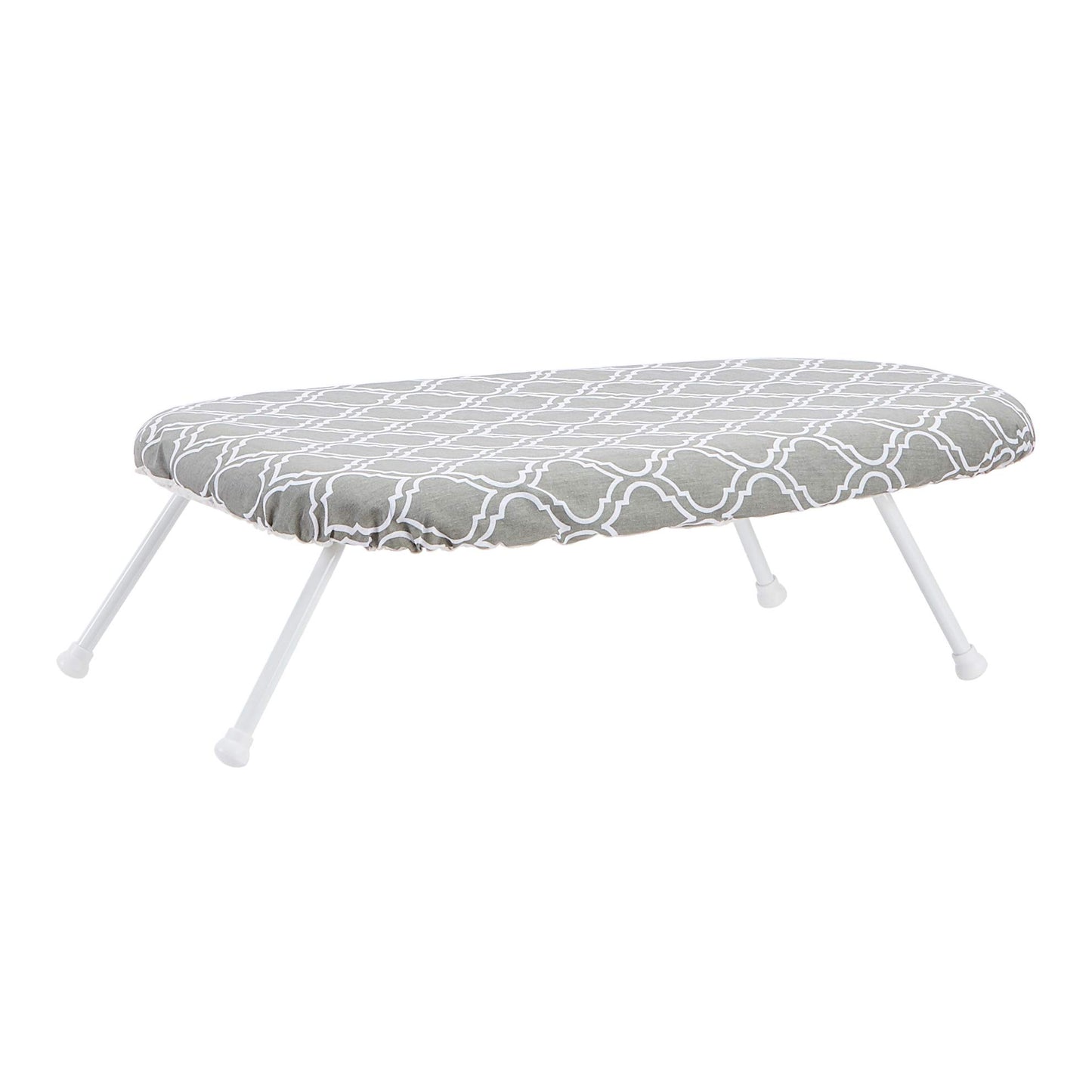 Compact Tabletop Ironing Board with Folding Legs & Chevron Cover