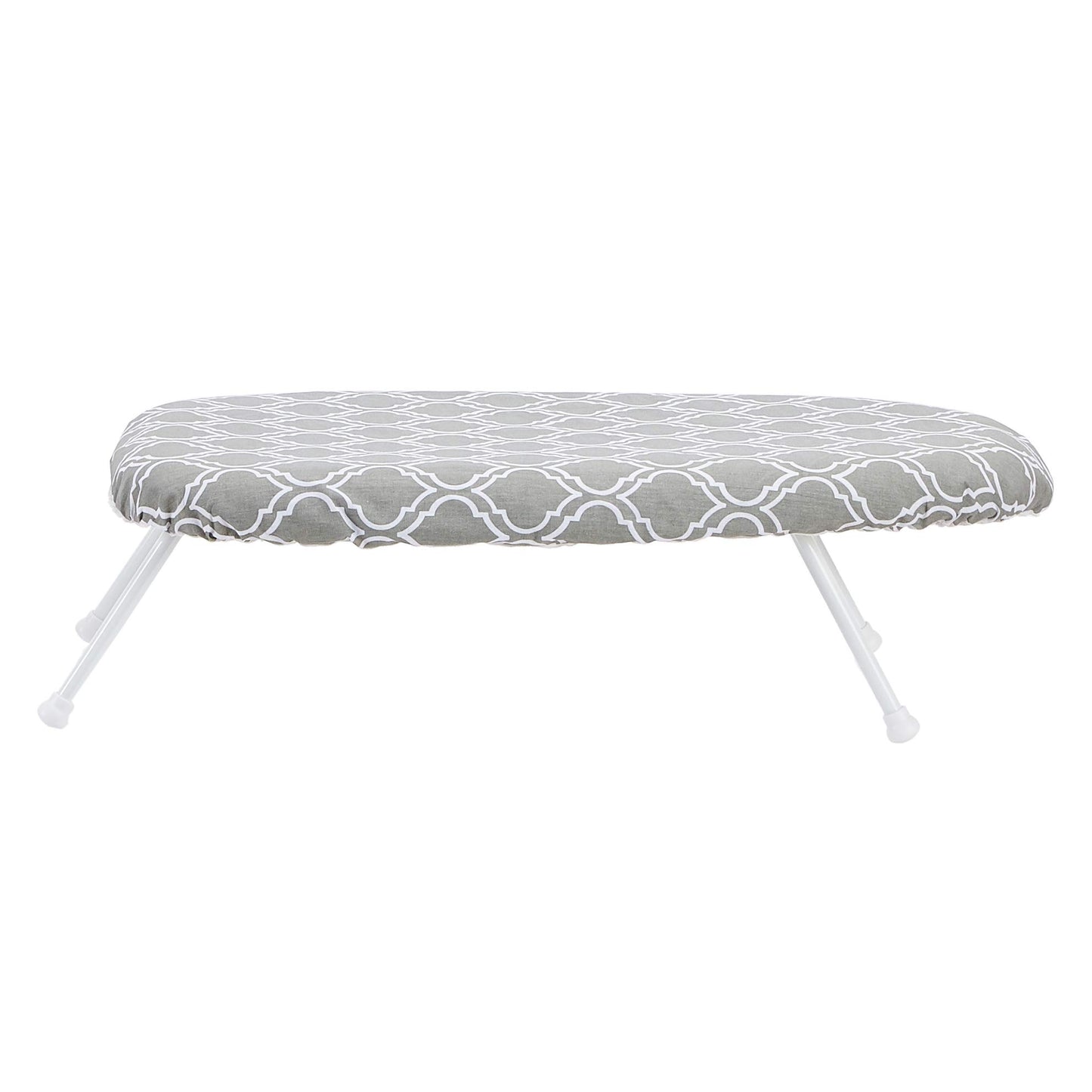 Compact Tabletop Ironing Board with Folding Legs & Chevron Cover