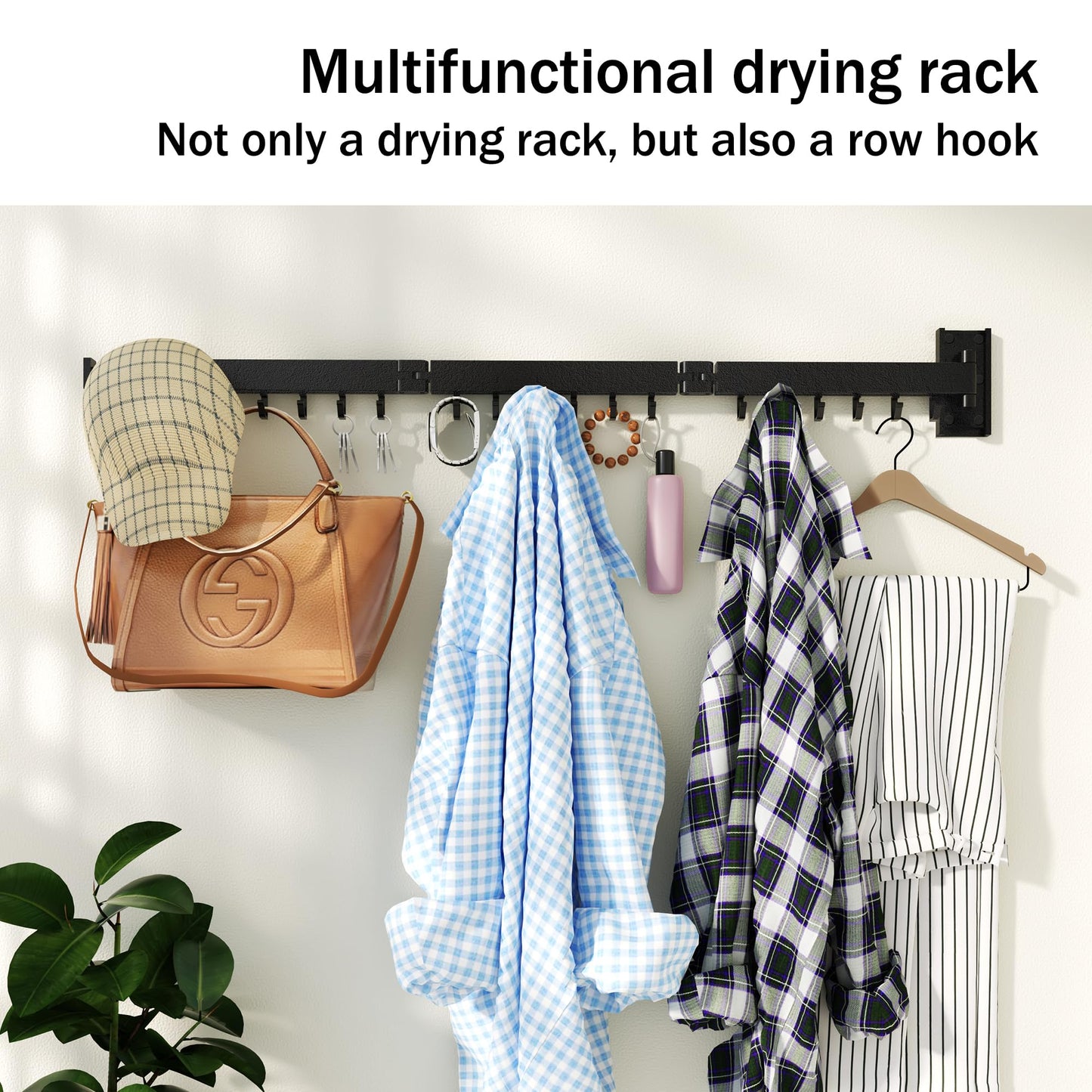 White Foldable Wall-Mounted Clothes Drying Rack – Space-Saving Laundry Organizer