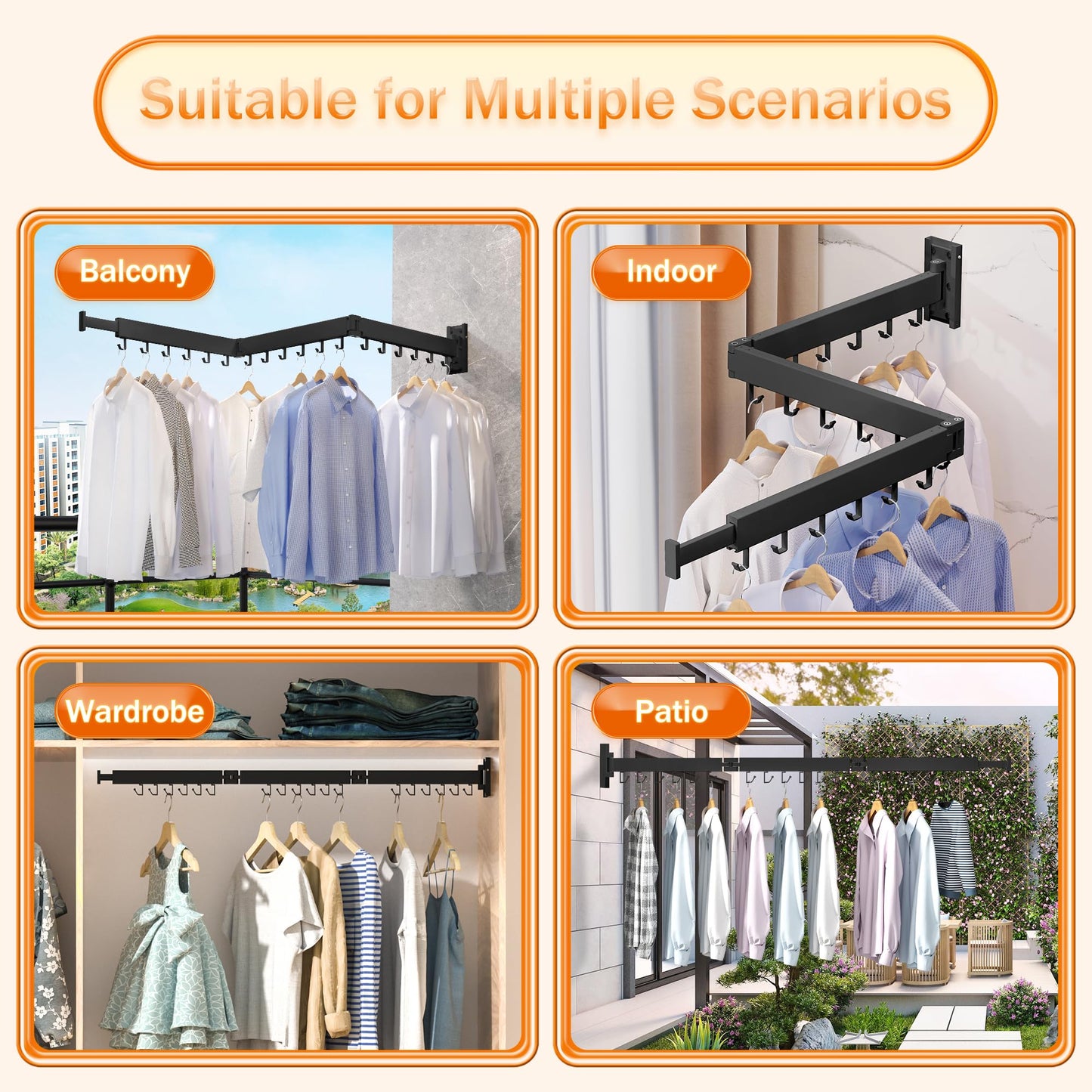 White Foldable Wall-Mounted Clothes Drying Rack – Space-Saving Laundry Organizer
