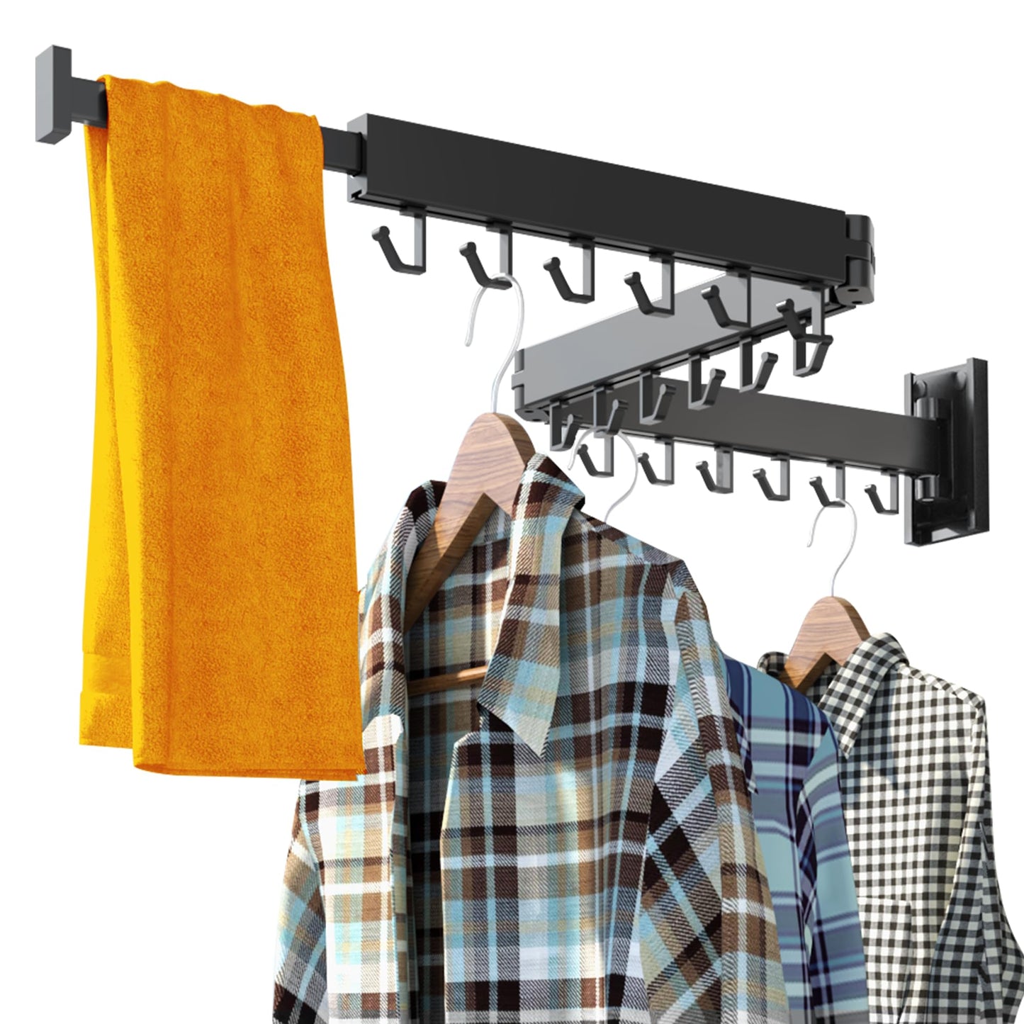 White Foldable Wall-Mounted Clothes Drying Rack – Space-Saving Laundry Organizer