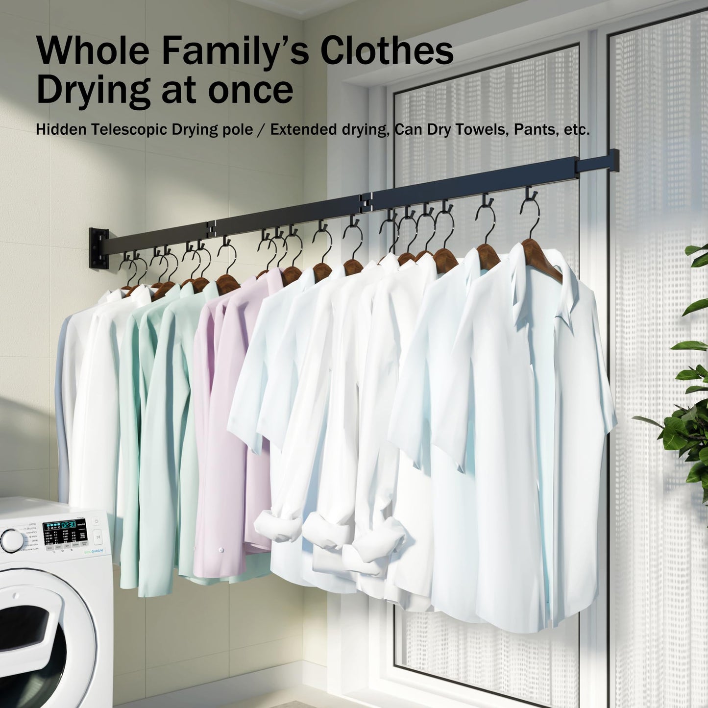 White Foldable Wall-Mounted Clothes Drying Rack – Space-Saving Laundry Organizer
