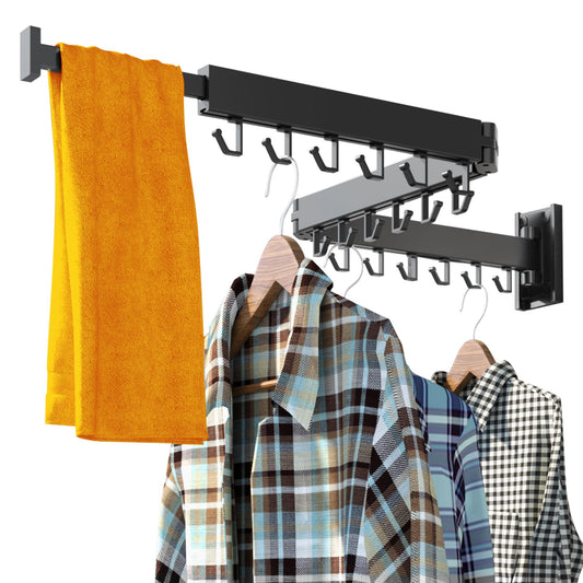White Foldable Wall-Mounted Clothes Drying Rack – Space-Saving Laundry Organizer
