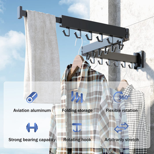 White Foldable Wall-Mounted Clothes Drying Rack – Space-Saving Laundry Organizer