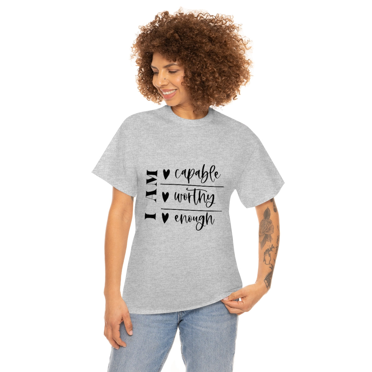 I am capable worthy and enough Unisex Heavy Cotton Tee