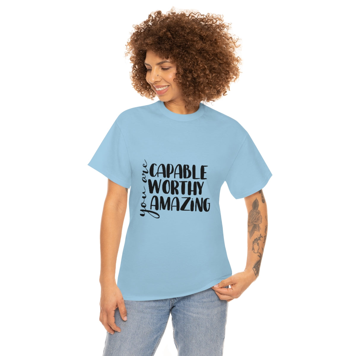 You are Capable worthy and amazing Unisex Heavy Cotton Tee