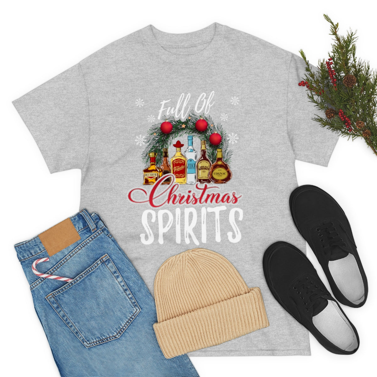 Funny Holiday Drinking for Christmas Unisex Heavy Cotton Tee