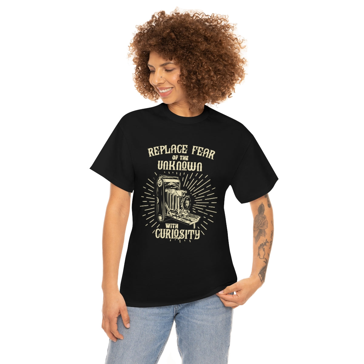 Replace your fear with Curiosity Unisex Heavy Cotton Tee