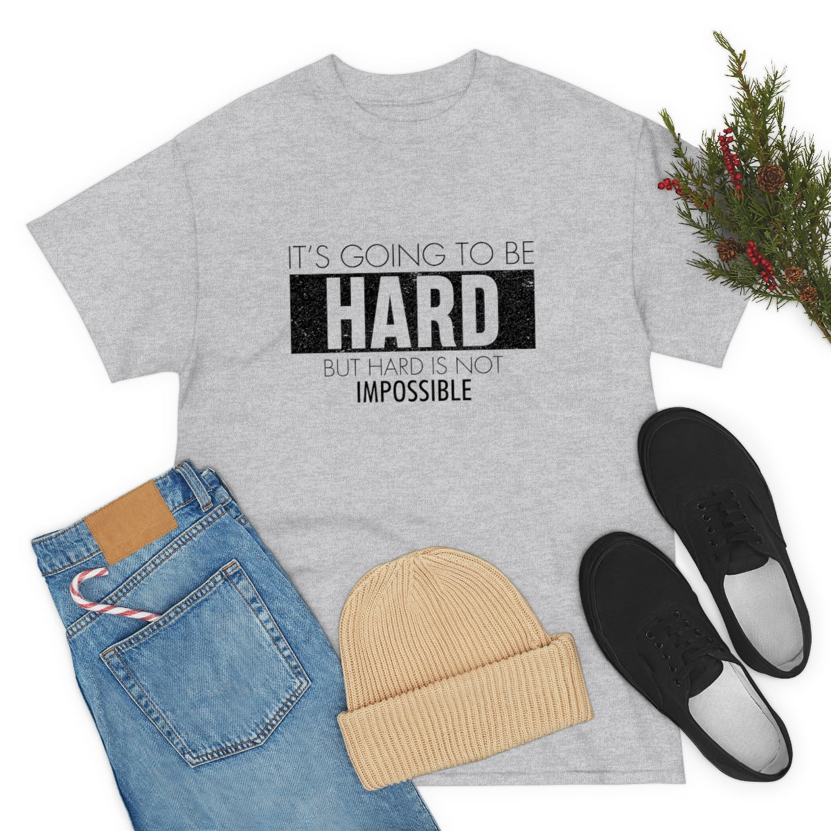 It's going to be hard but no impossible Unisex Heavy Cotton Tee